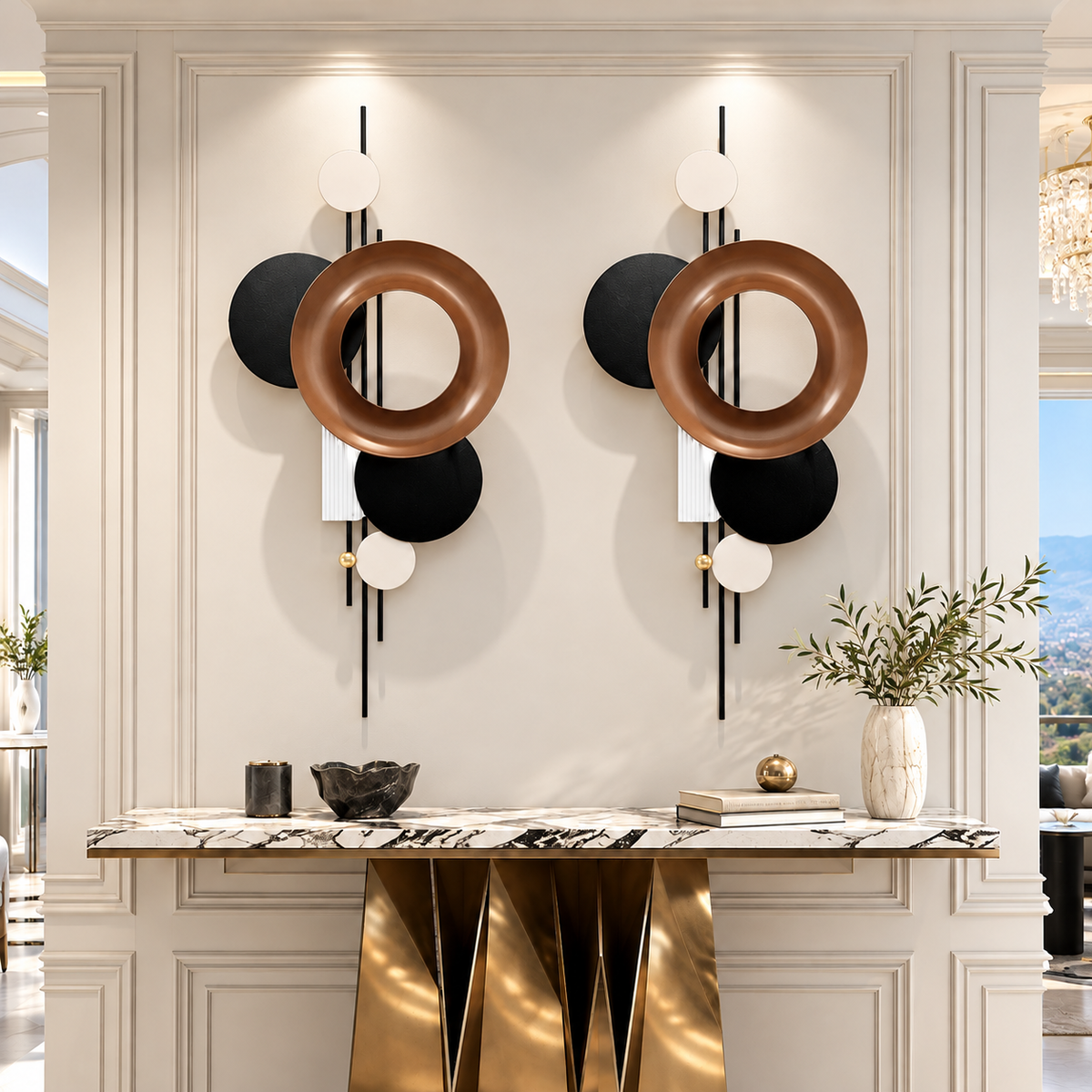 Abstract Metal Wall Art - Geometric Circle Design