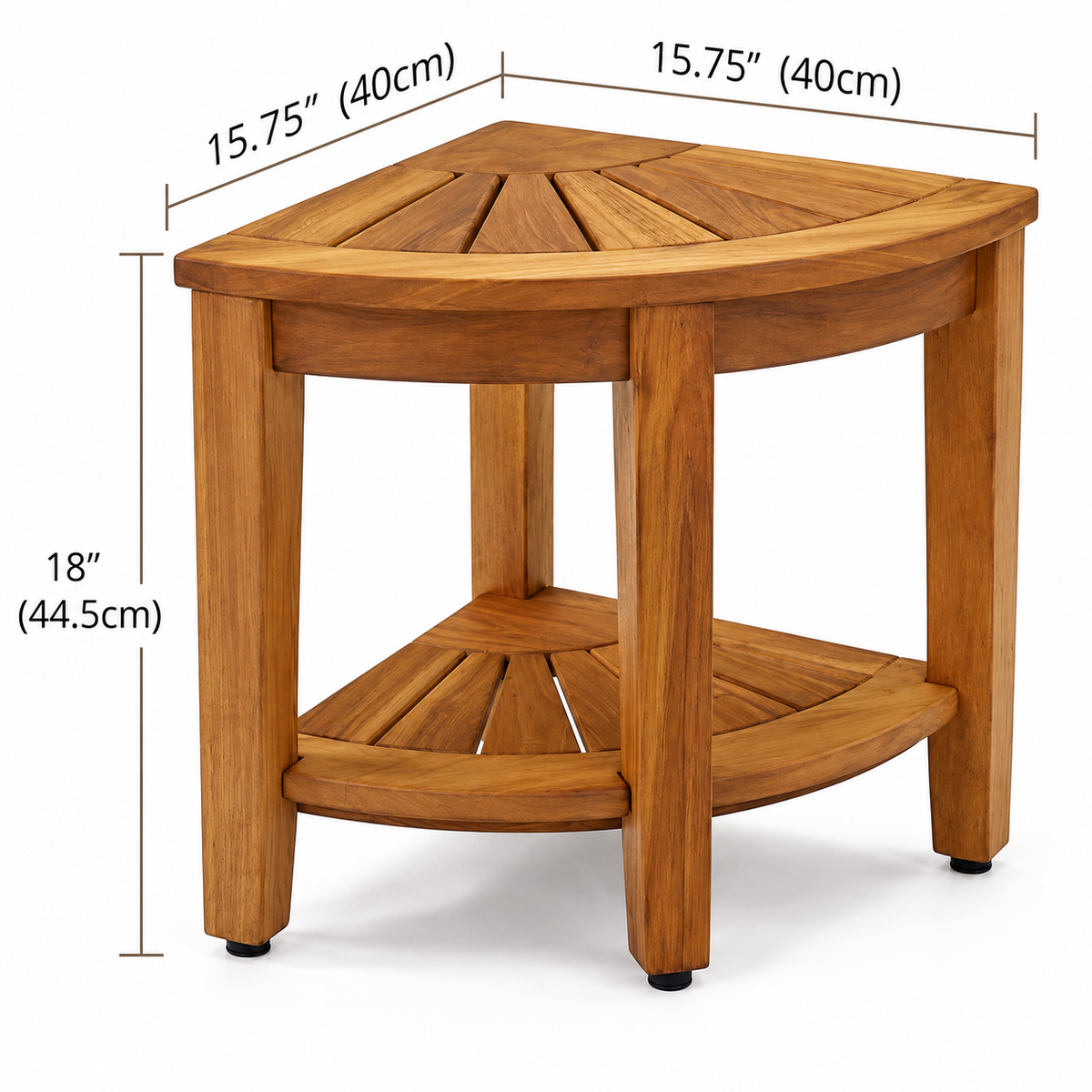 Teak Shower Bench - 2-Tier Corner Design