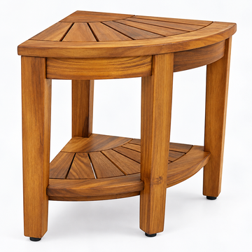 Teak Shower Bench - 2-Tier Corner Design