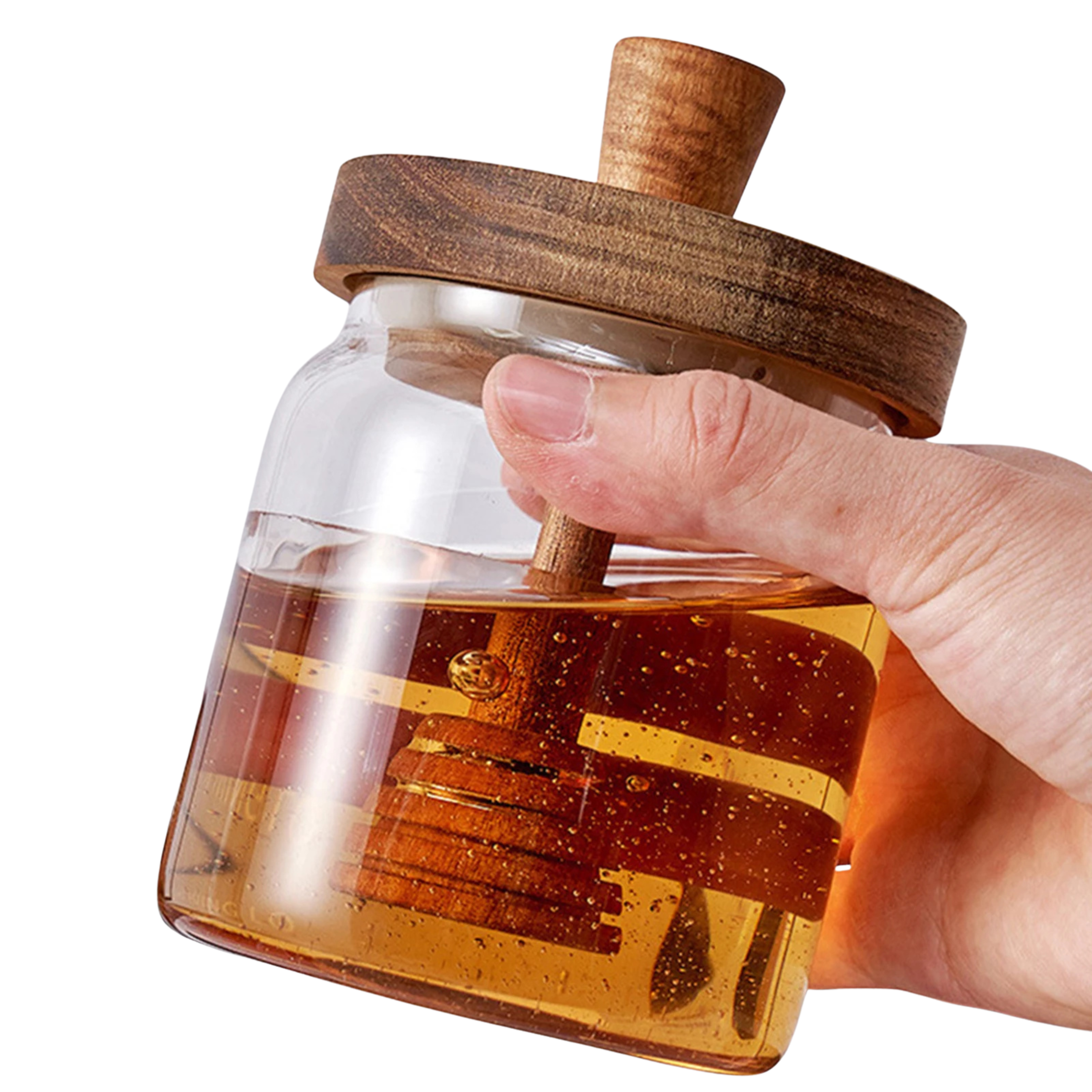 Glass Honey Jar with Dipper and Lid