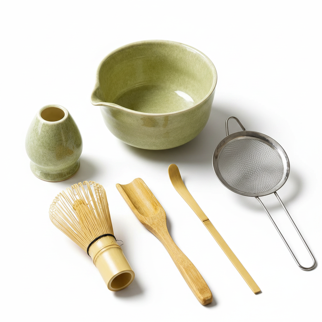 Matcha Tea Set 6-Piece – Ceramic Bowl Bamboo Whisk Tea Kit