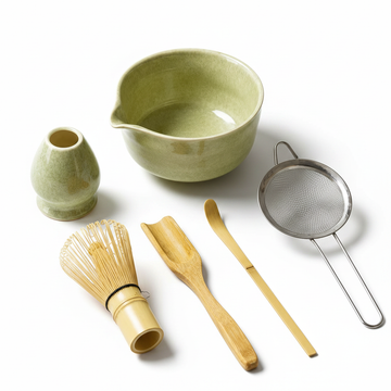 Matcha Tea Set 6-Piece – Ceramic Bowl Bamboo Whisk Tea Kit