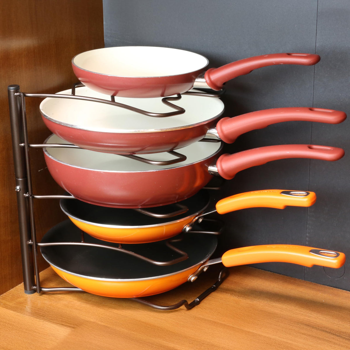 Vertical Pan Organizer Rack - Kitchen Cookware Storage