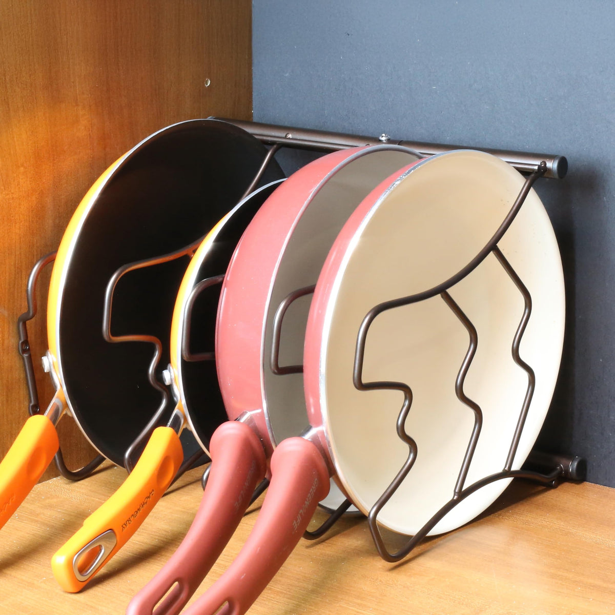 Vertical Pan Organizer Rack - Kitchen Cookware Storage