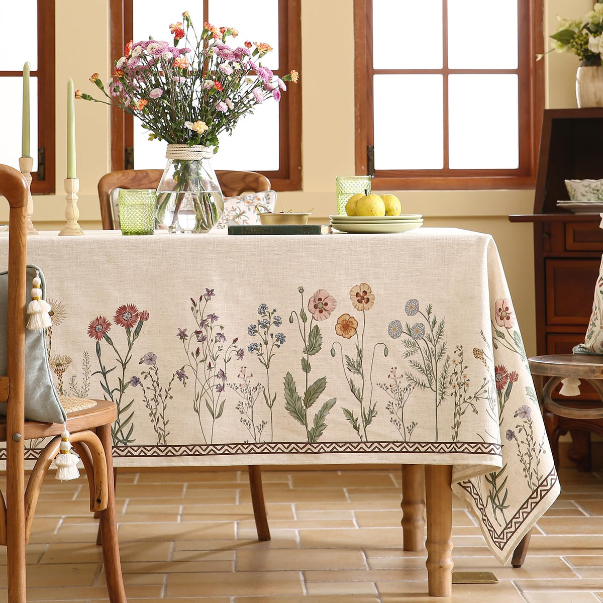 Vintage Floral Square Tablecloth