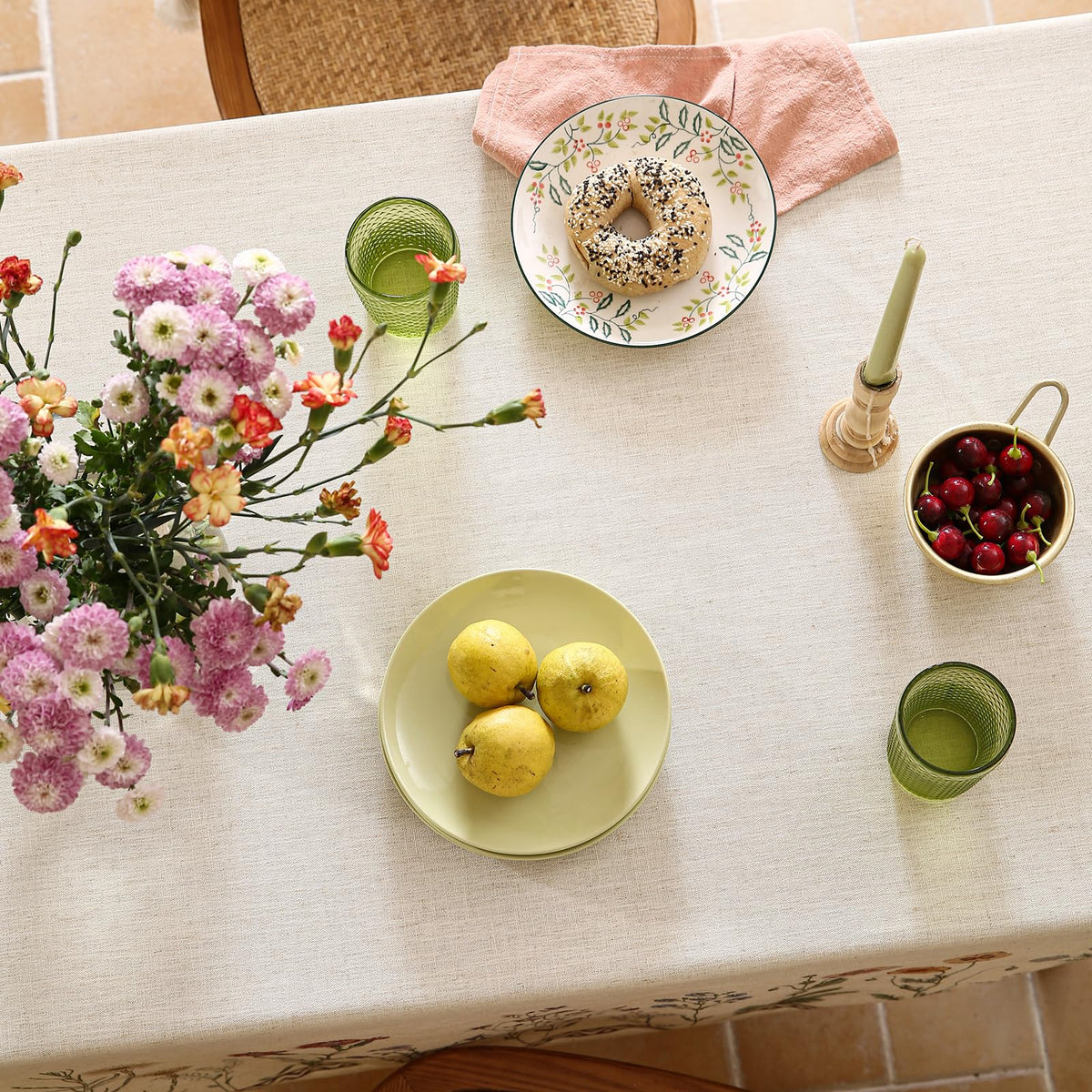 Vintage Floral Square Tablecloth