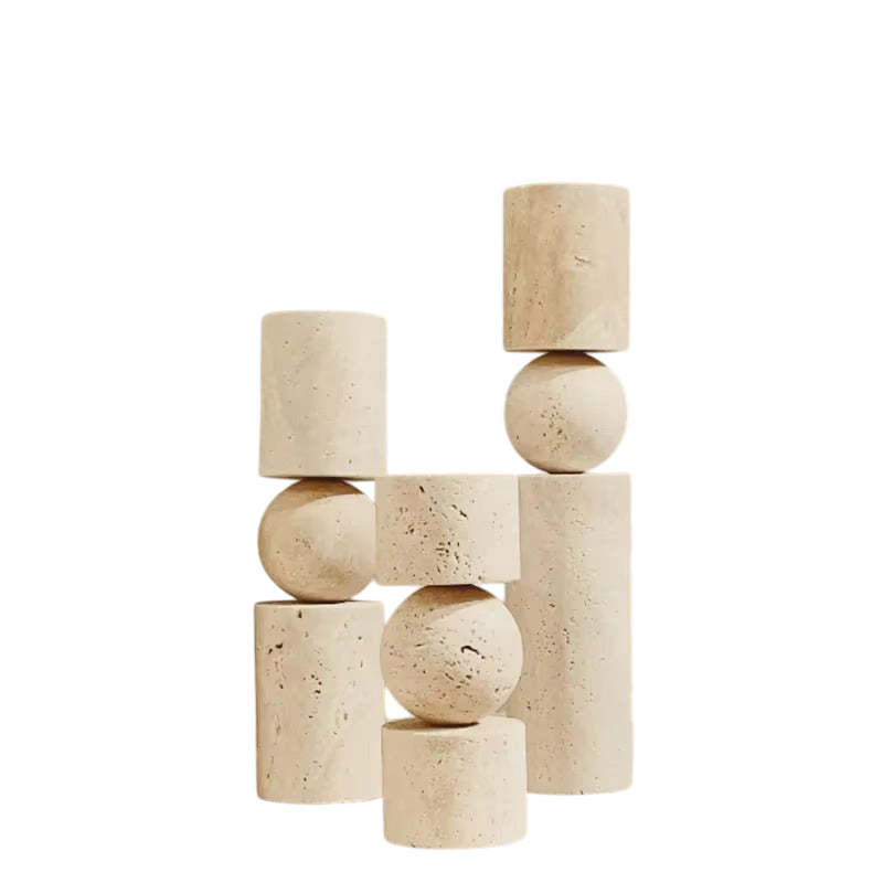 Hand-Carved Travertine Candle Holders – Wabi-Sabi Interior Design