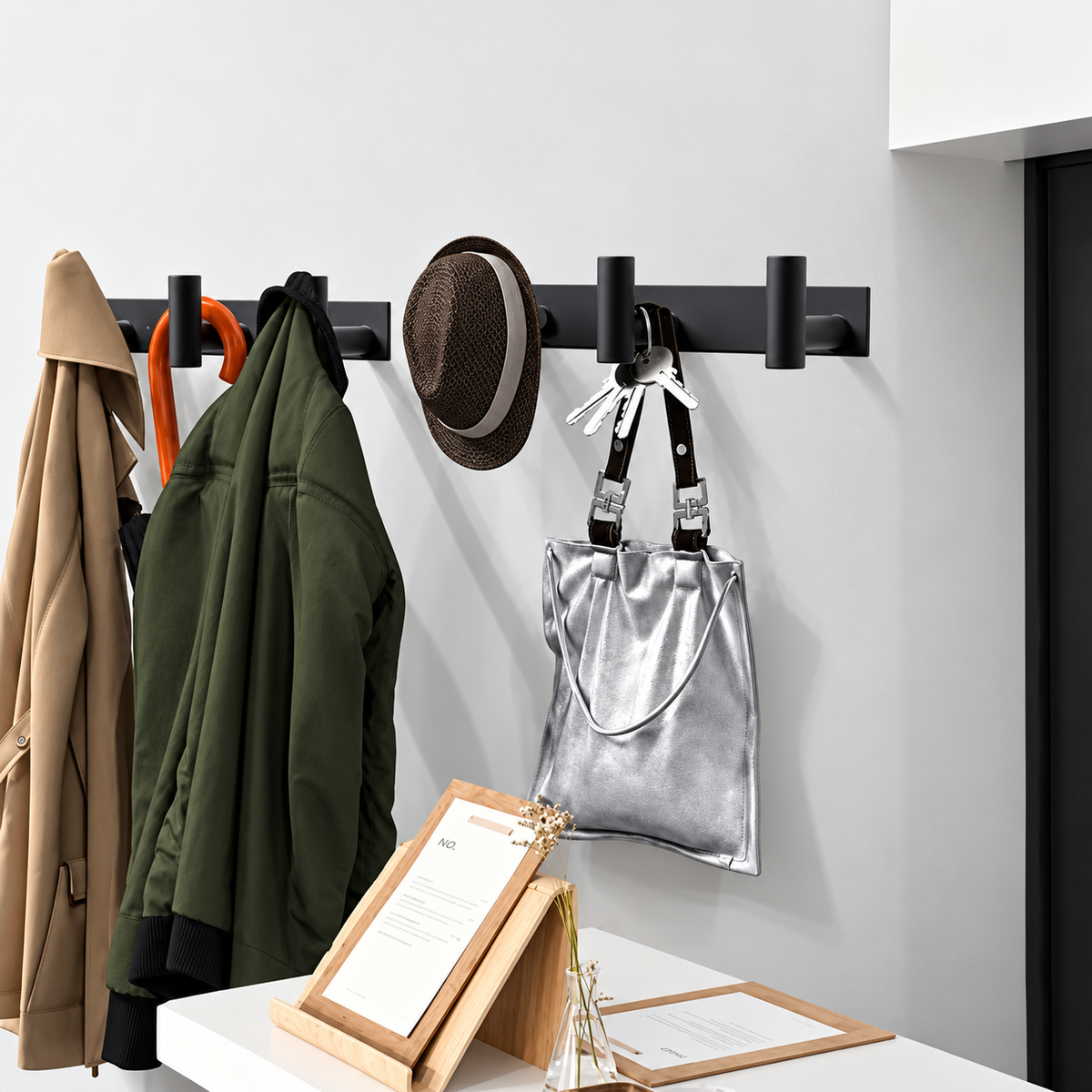 Wall Hook Rack - 3-Hook Matte Black Design