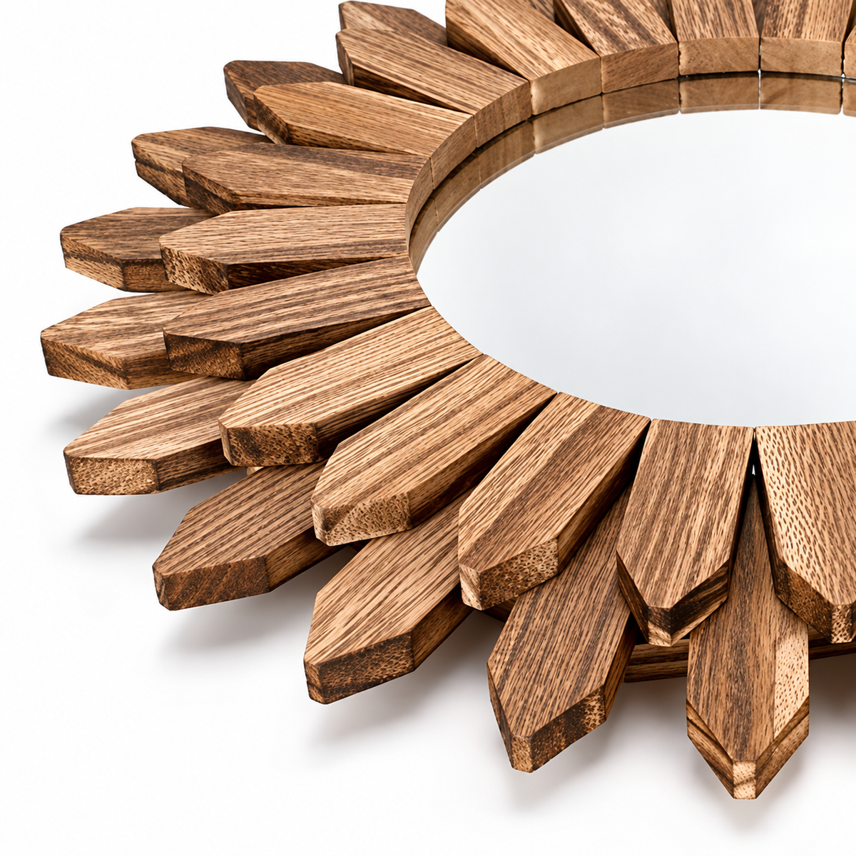 Wall Mirror - Rustic Wood Sunburst Design