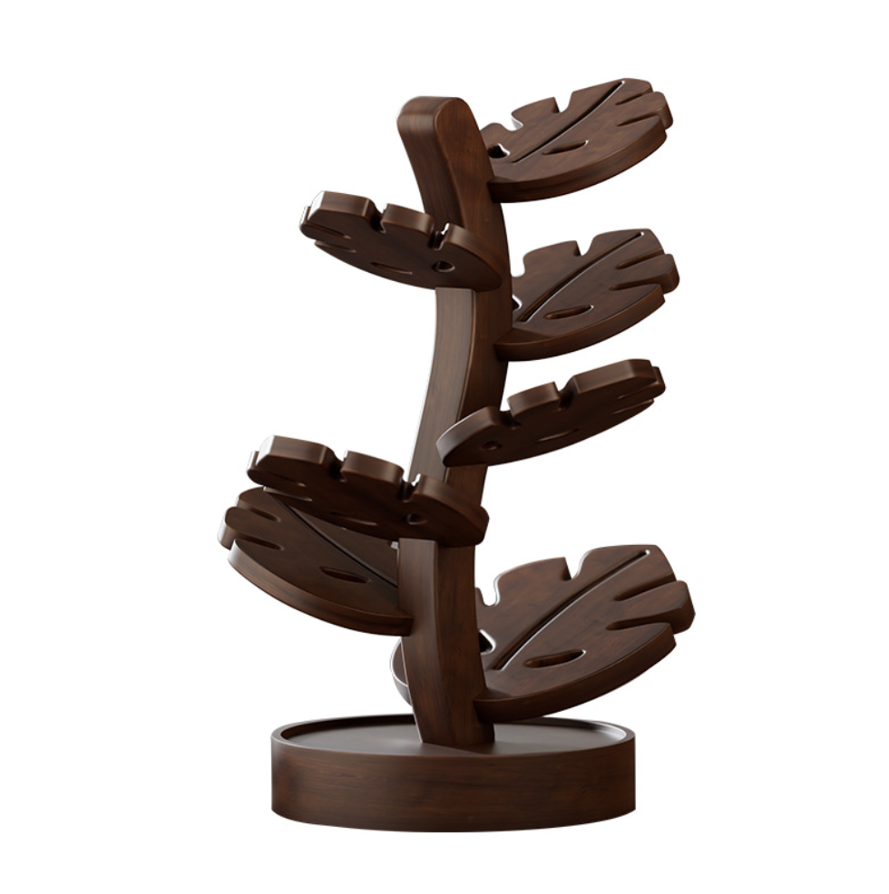 Wooden Leaf Trivet Set - 7 Piece Table Protector
