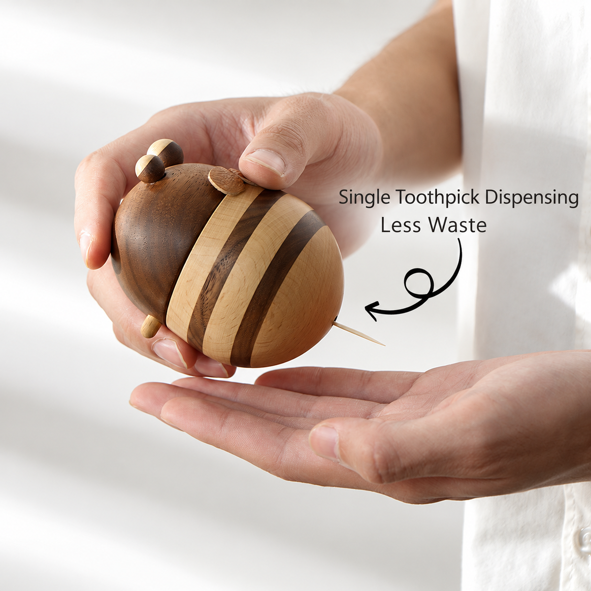 Wooden Bee Toothpick Holder