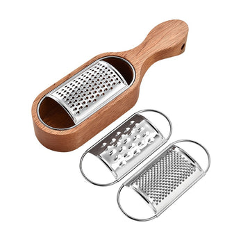 Wooden Cheese Grater Set – 3 Interchangeable Blades