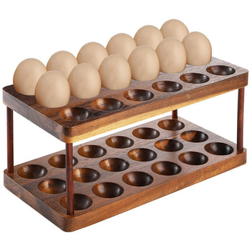 Wooden Egg Rack – Double-Layer Countertop Storage