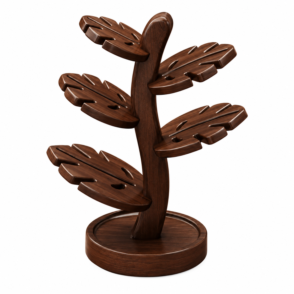 Wooden Leaf Trivet Set - 7 Piece Table Protector