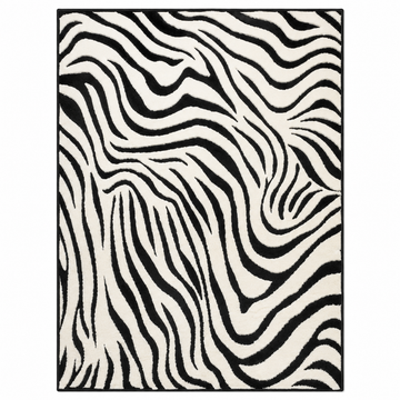 Zebra Print Area Rug - Black and Cream Design