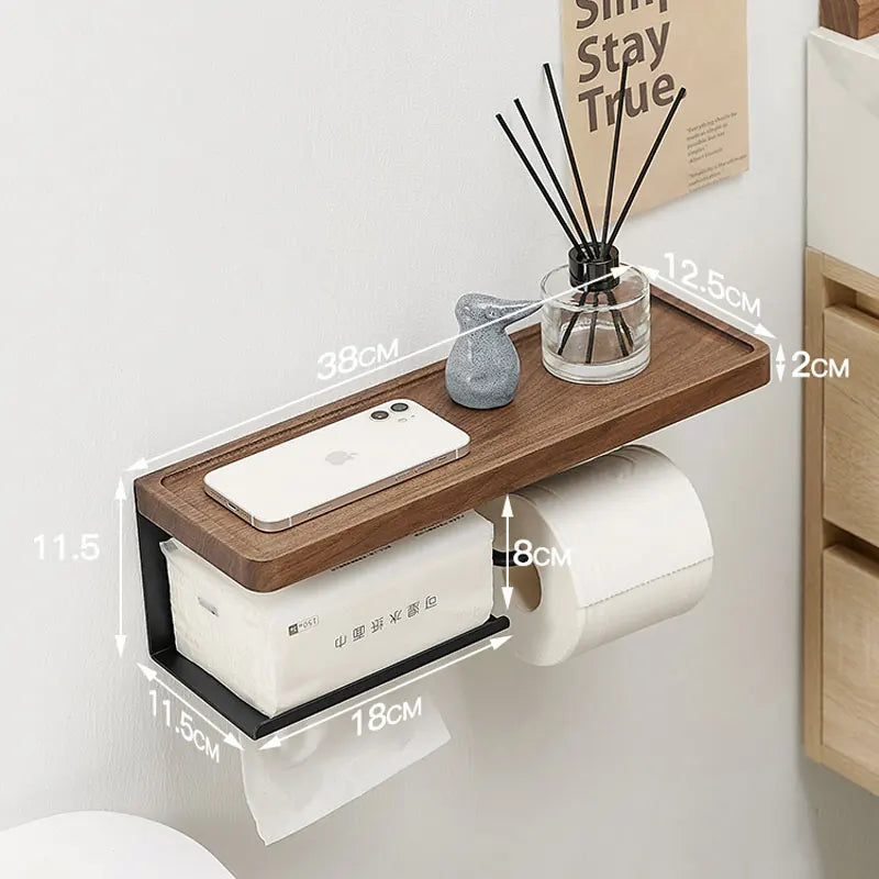 Toilet Paper Holder with Storage Shelf