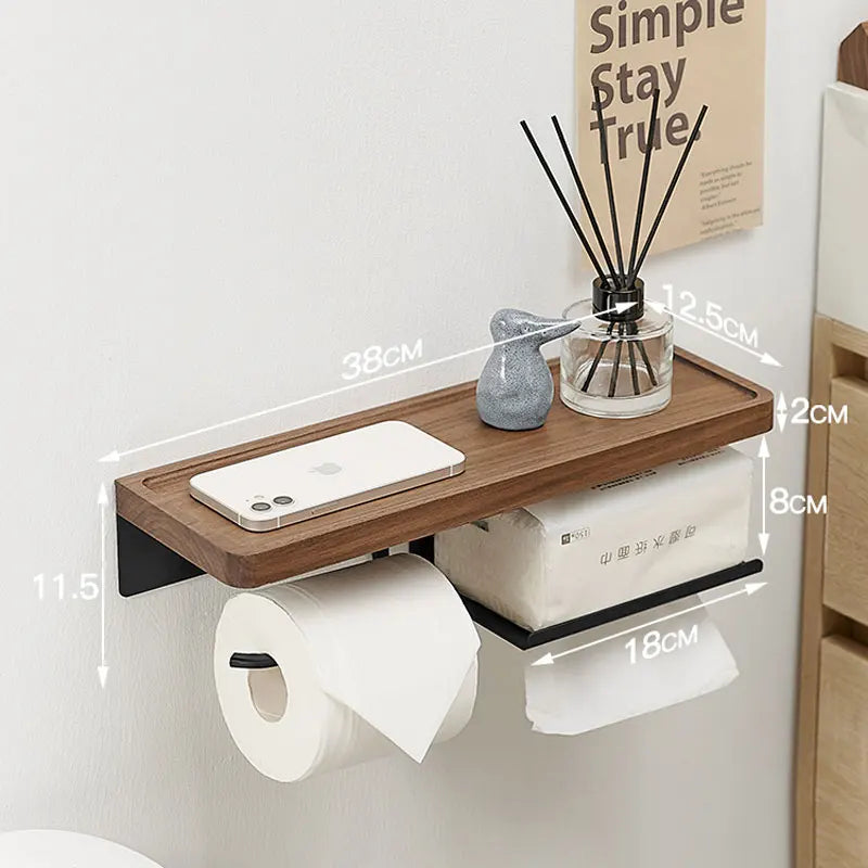 Toilet Paper Holder with Storage Shelf