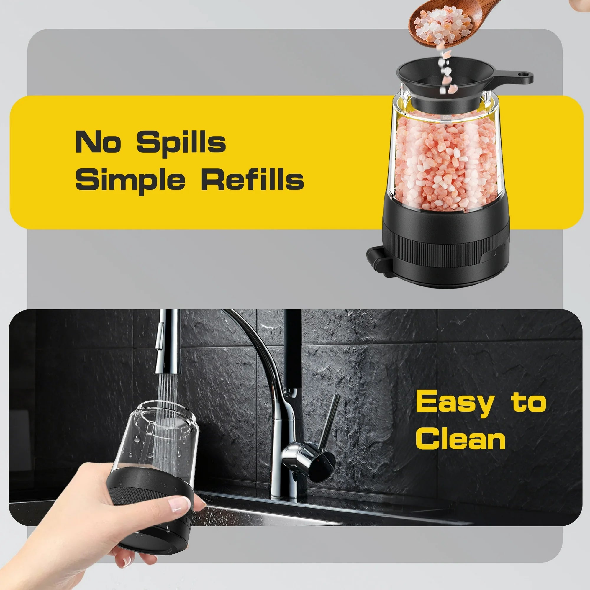 Electric Salt & Pepper Grinder Set | Rechargeable, LED Display, Adjustable Grind Levels