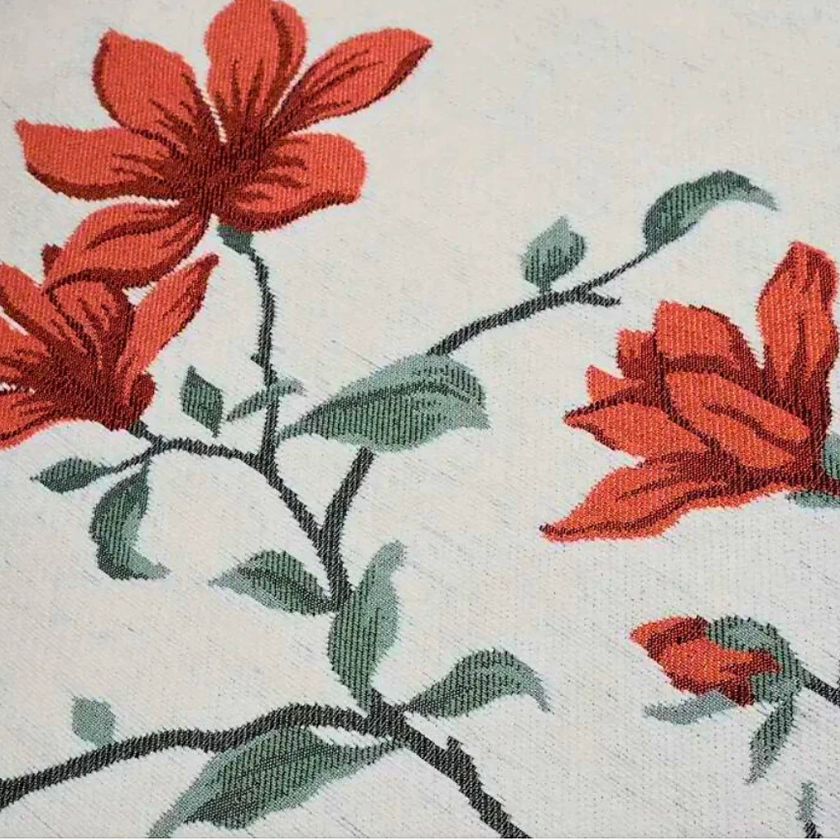 Vintage Floral Chenille Sofa Cover - Fringed Design
