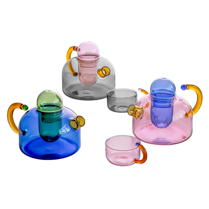 Colorful Glass Teapot with Infuser