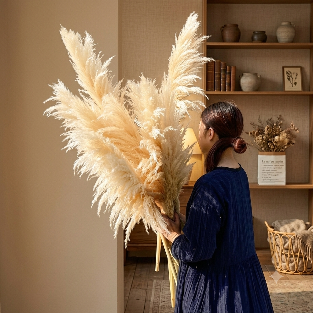 Pampas Grass Bouquet – Dried Boho Floor Vase Decor