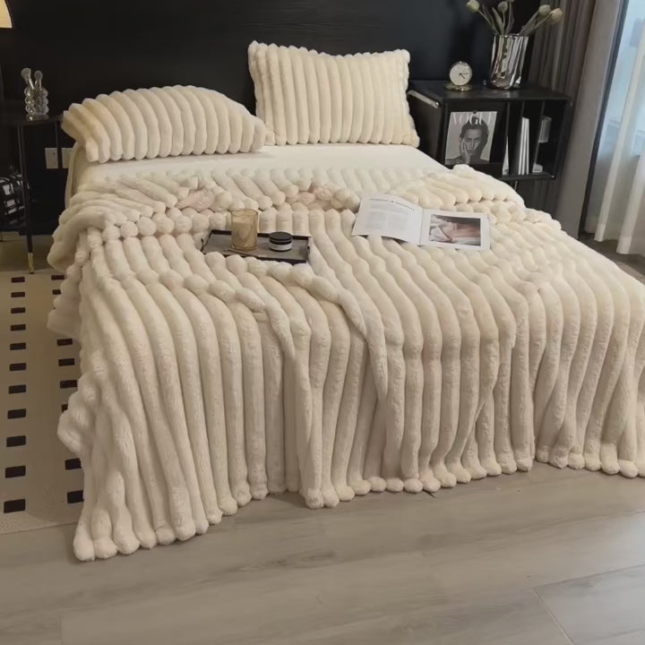 Premium Plush Knitted Blanket  for Sofa & Bed