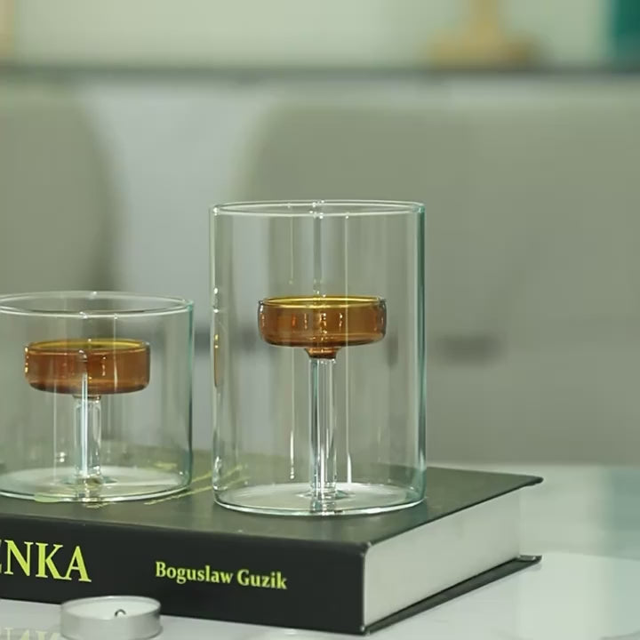 Modern Double Glass Candle Holder