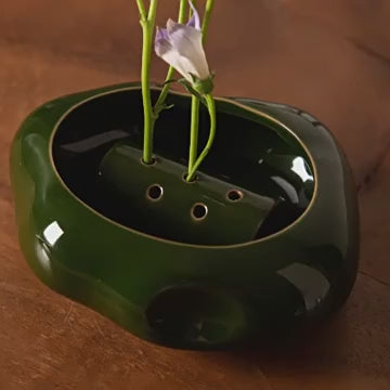 Japanese Ohara-Style Stoneware Flower Vessel