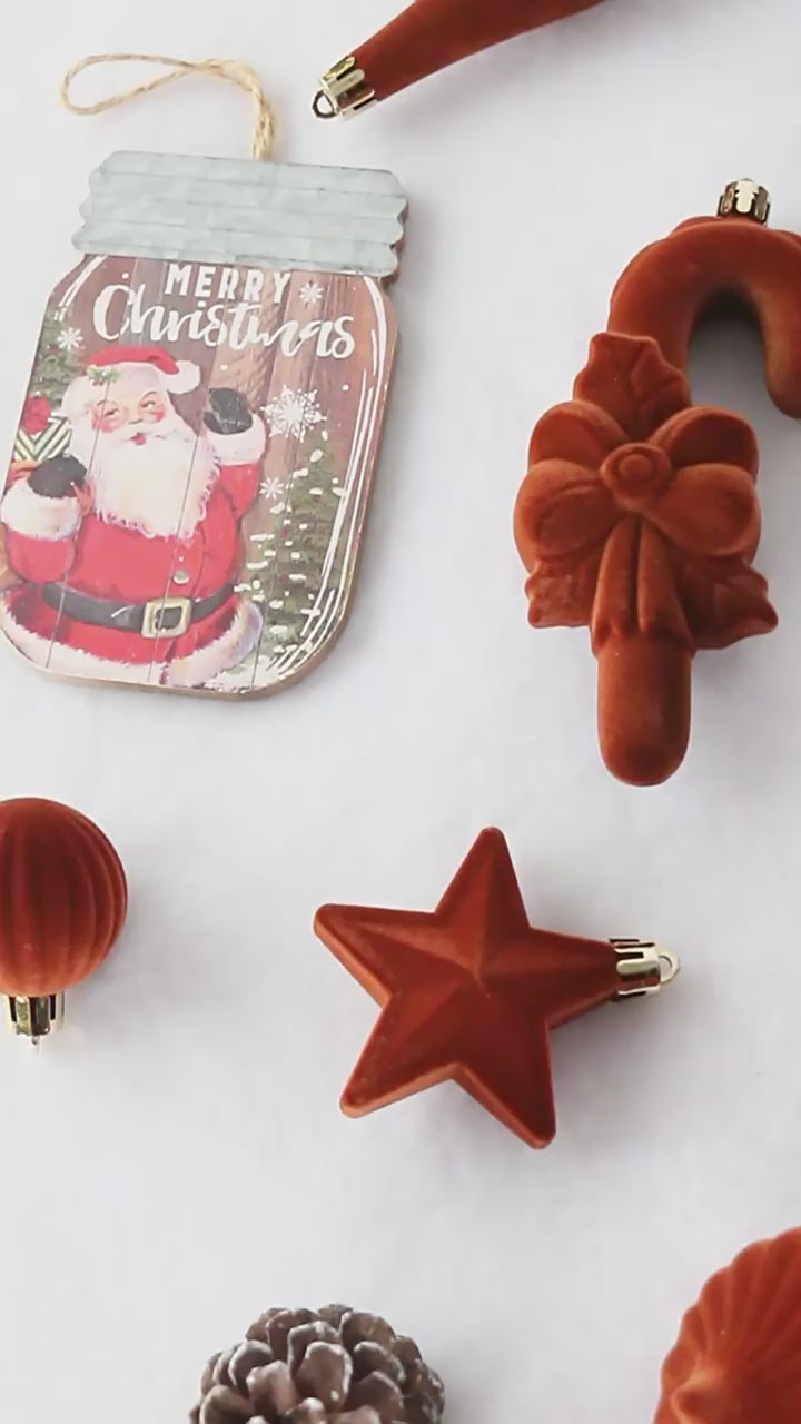 Velvet Christmas Ornament Set – 28 pcs (Various Shapes & Sizes)